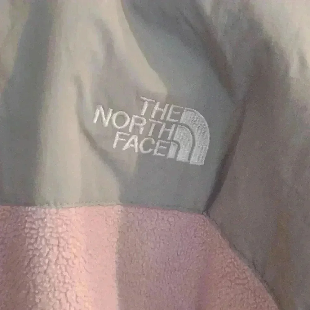 The‎ North Face fleece nylon pink gray jacket Girls Xlarge